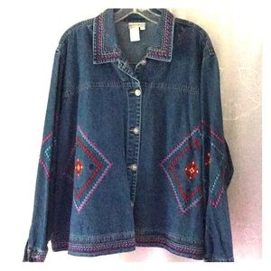 Cold water Creek embroidered Denim Jacket